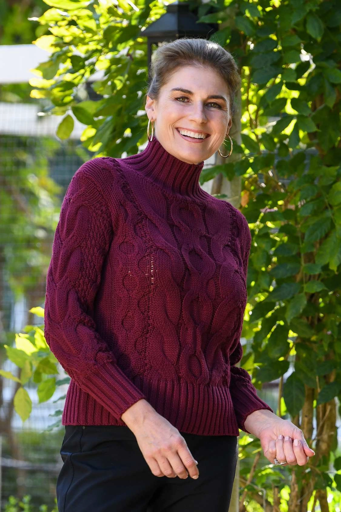 Casey Sweater / Burgundy NonIrritatingStitching CompressionSupportWeave