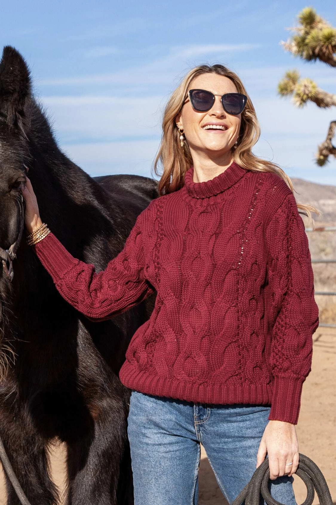 Casey Sweater / Burgundy FlexibleCollar FlexibleRibbedTrims