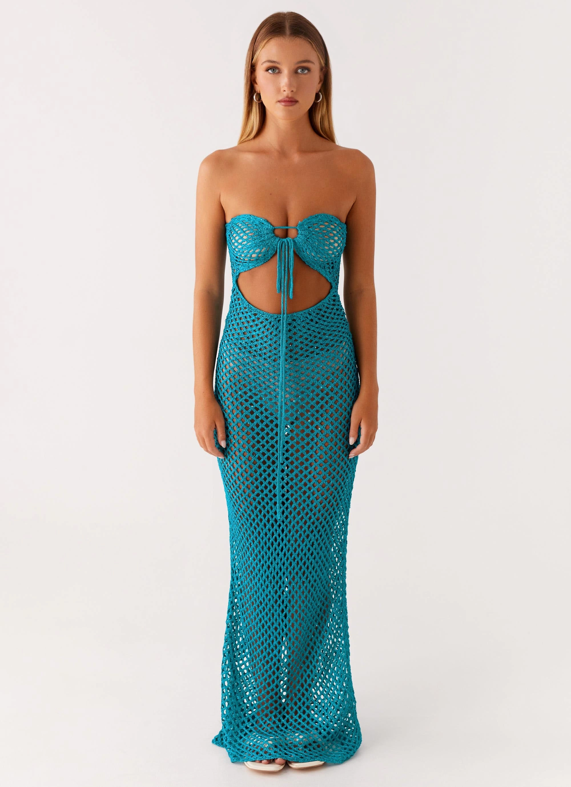 Walkable Flow Sun Kissed Crochet Maxi Dress - Blue