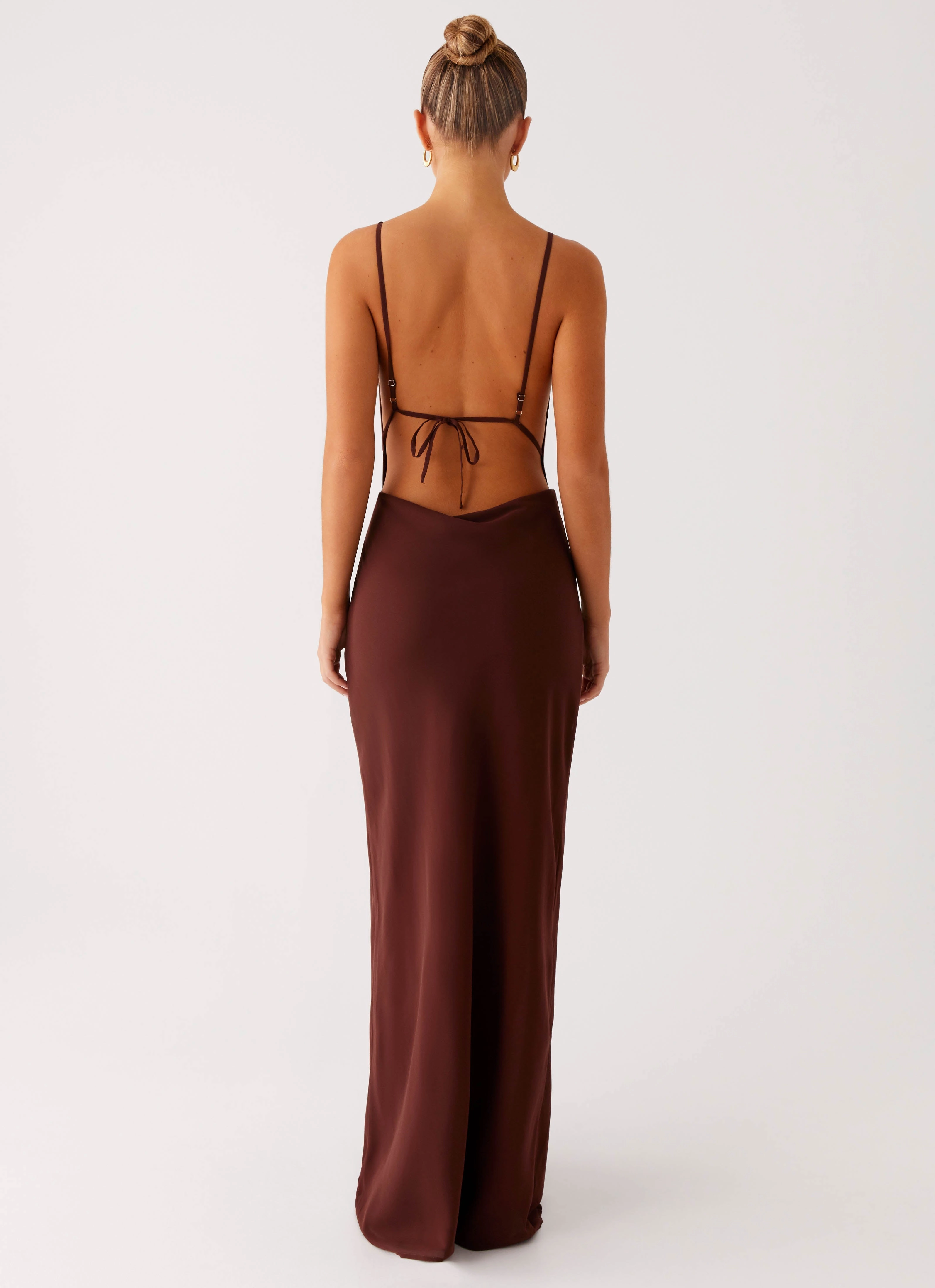 Elation Cowl Neck Maxi Dress - Chocolate CrinkleResistantWeave