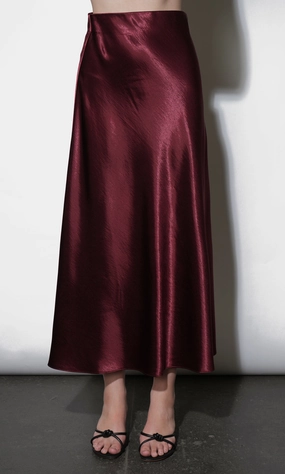 Paige Midi Slip Skirt in Dark Cherry Travel Ready