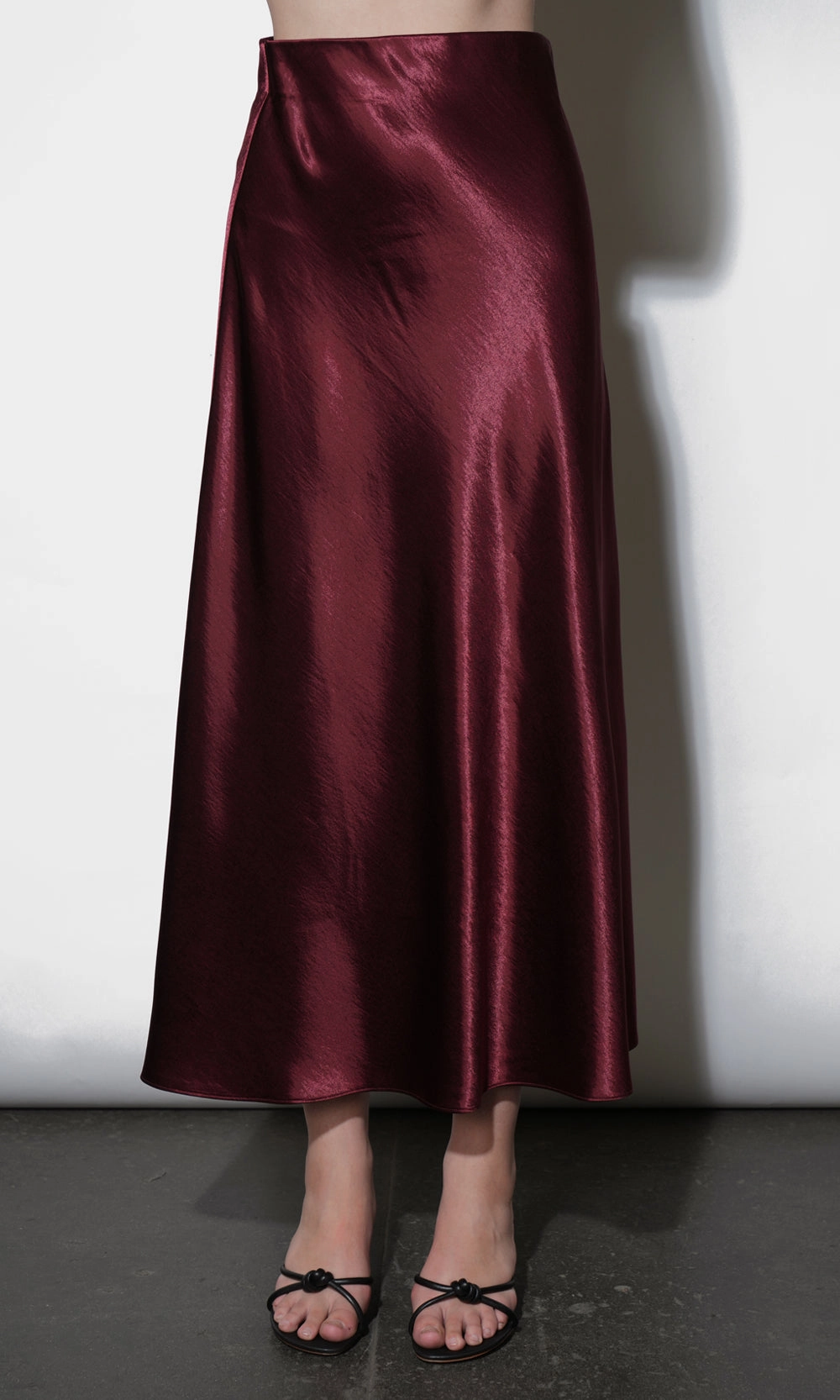 Paige Midi Slip Skirt in Dark Cherry Travel Ready