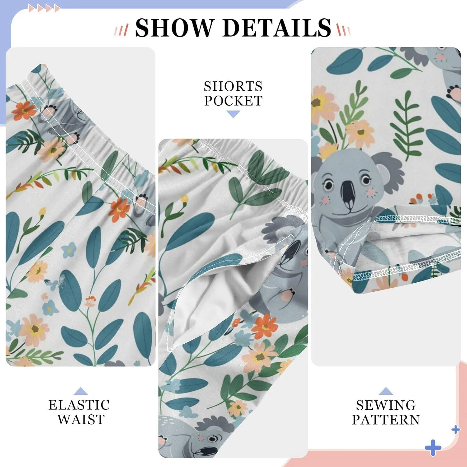 Pajama Bottoms, Koala with Leaves Sleeping Pant Lounge Wear Long Pants Sleepwear
