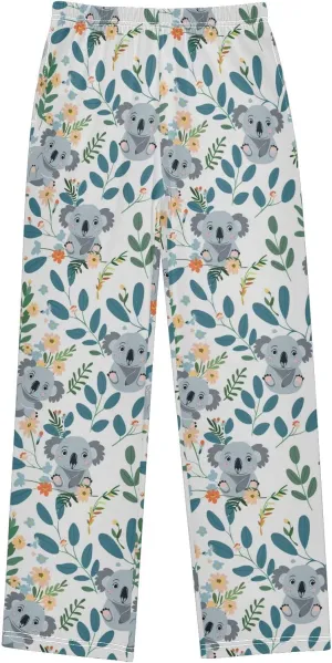 Pajama Bottoms, Koala with Leaves Sleeping Pant Lounge Wear Long Pants Sleepwear