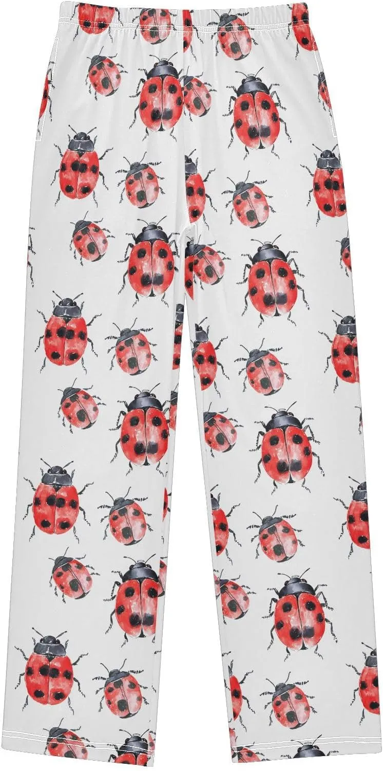 Pajama Bottoms, Ladybirds Watercolor Insects Pajamas Pant Sleep Long Pants Lounge Wear Sleepwear Pjs