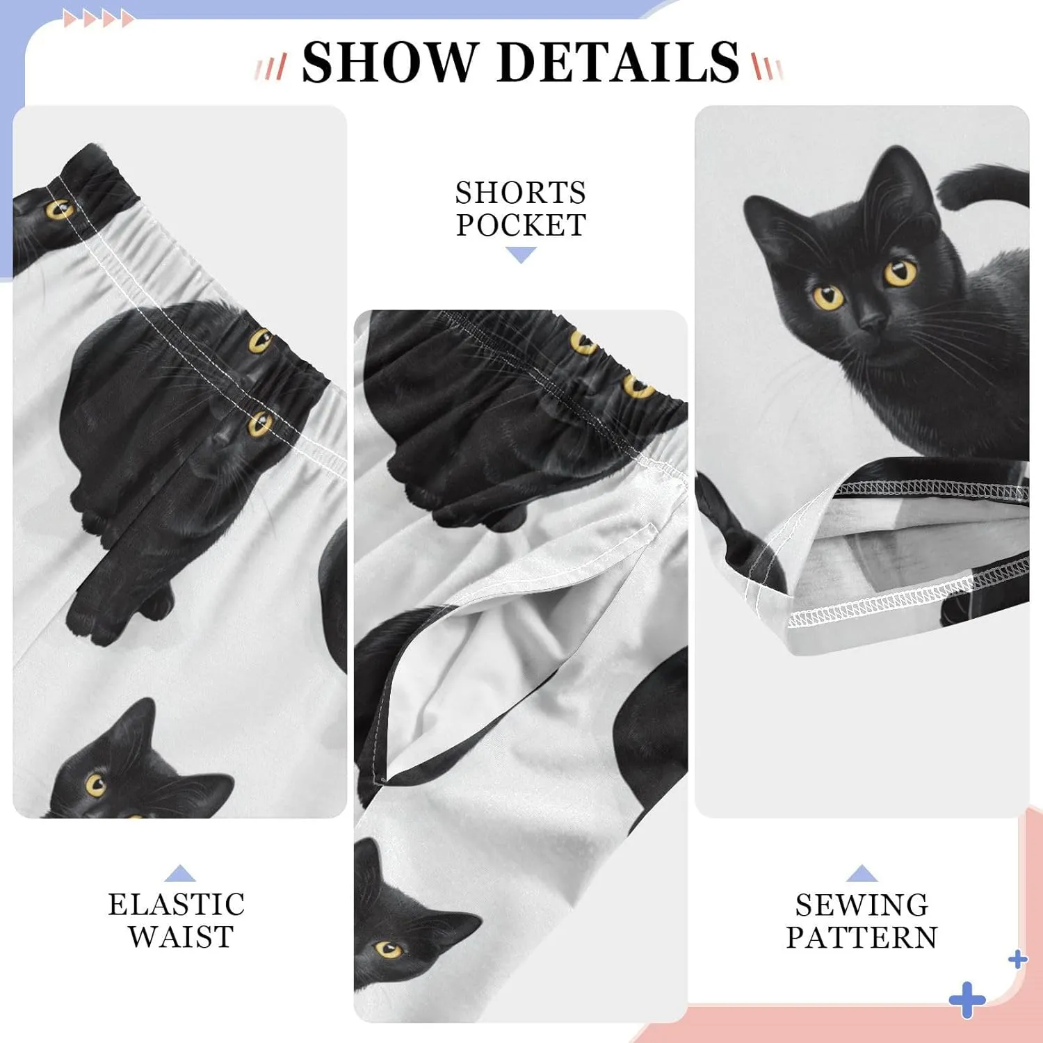 Pajama Bottoms, Pajamas Long Pant Black Cats Lounge Wear Casual Sleep Pants Soft Pjs Sleepwear