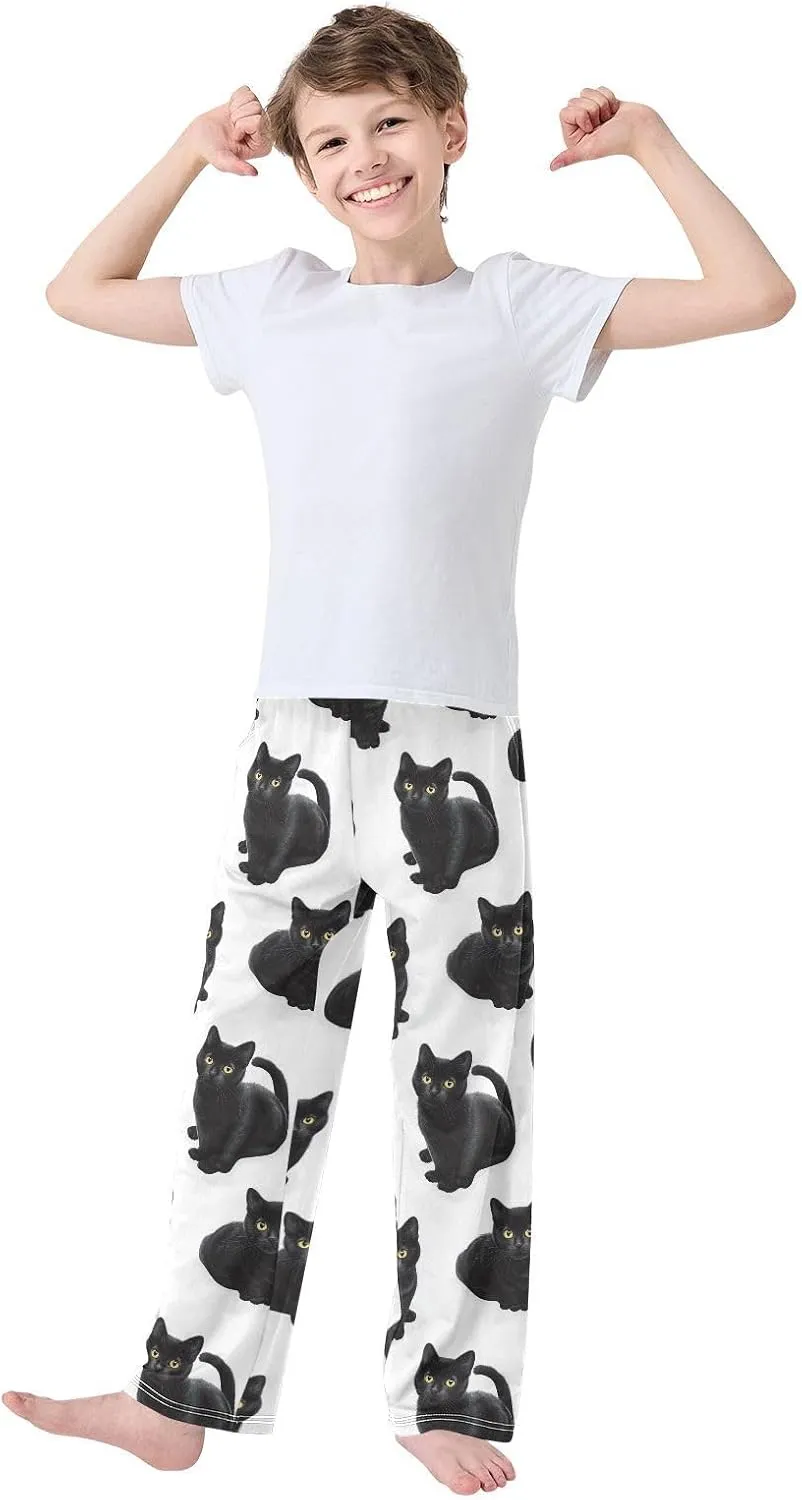 Pajama Bottoms, Pajamas Long Pant Black Cats Lounge Wear Casual Sleep Pants Soft Pjs Sleepwear