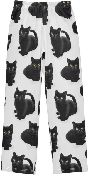 Pajama Bottoms, Pajamas Long Pant Black Cats Lounge Wear Casual Sleep Pants Soft Pjs Sleepwear