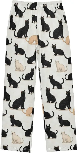 Pajama Bottoms, Pajamas Long Pant Black Cats Lounge Wear Casual Sleep Pants Soft Pjs Sleepwear