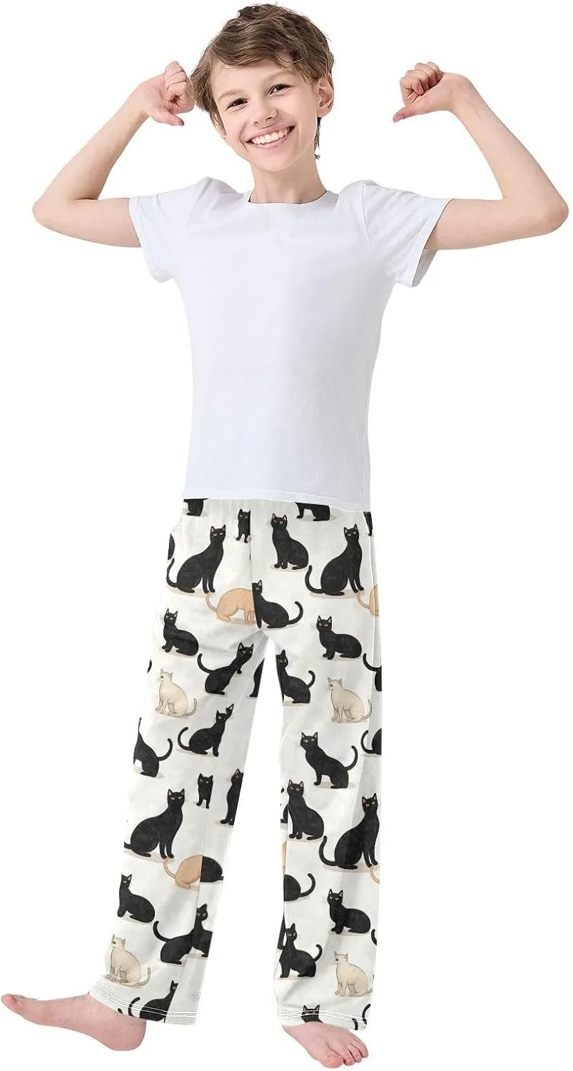 Pajama Bottoms, Pajamas Long Pant Black Cats Lounge Wear Casual Sleep Pants Soft Pjs Sleepwear