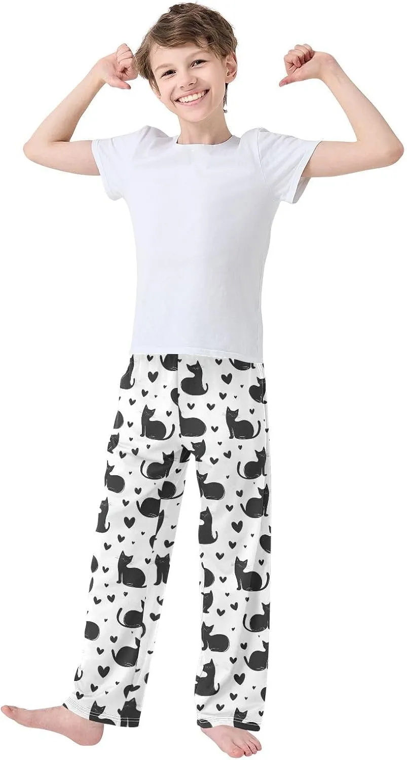 Pajama Bottoms, Pajamas Long Pant Black Silhouette Cats Lounge Wear Casual Sleep Pants Soft Pjs Sleepwear