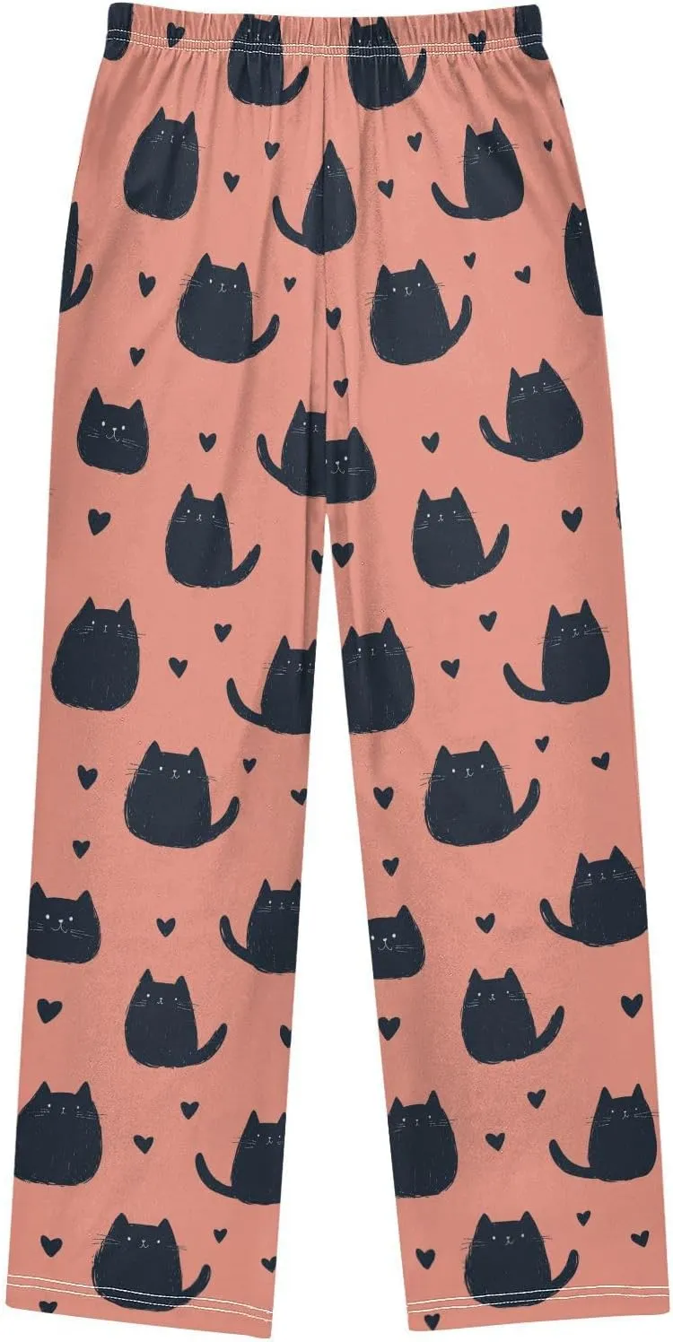 Pajama Bottoms, Pajamas Long Pant Cartoon Cat Lounge Wear Casual Sleep Pants Soft Pjs Sleepwear