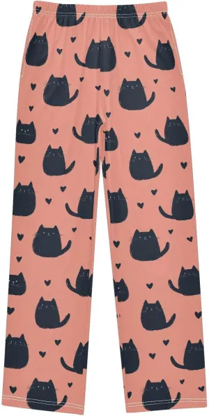 Pajama Bottoms, Pajamas Long Pant Cartoon Cat Lounge Wear Casual Sleep Pants Soft Pjs Sleepwear