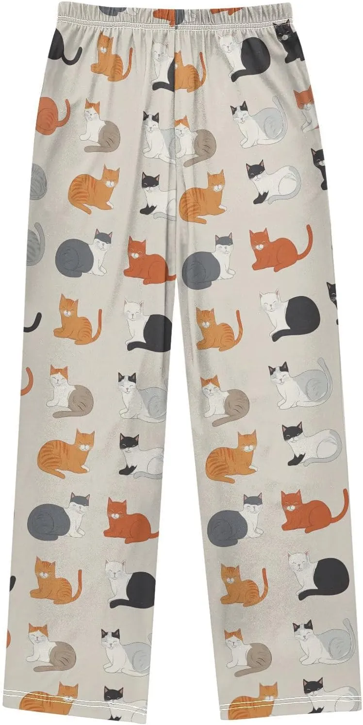 Pajama Bottoms, Pajamas Long Pant Cats Cartoon Lounge Wear Casual Sleep Pants Soft Pjs Sleepwear