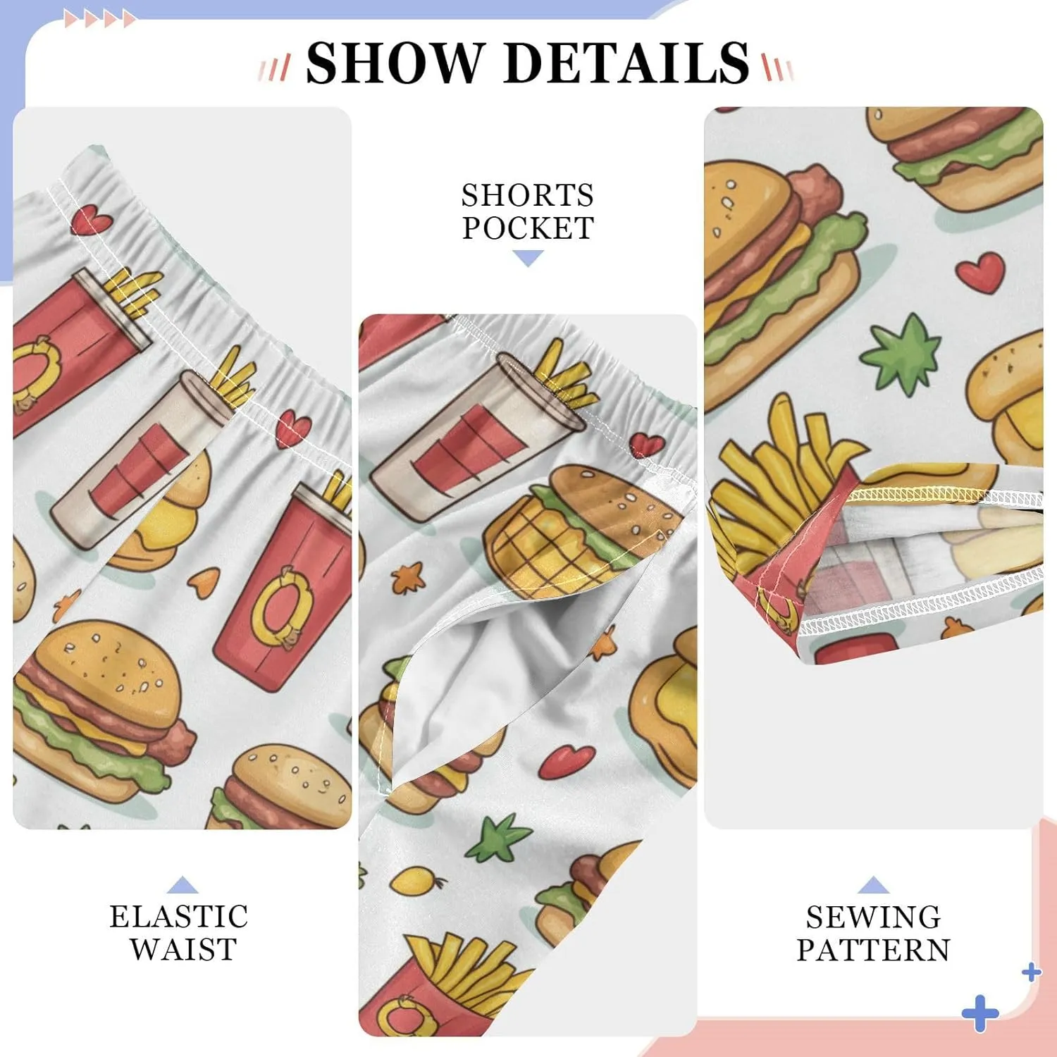 Pajama Bottoms, Pajamas Long Pant Fast Foods Lounge Wear Casual Sleep Pants Soft Pjs Sleepwear