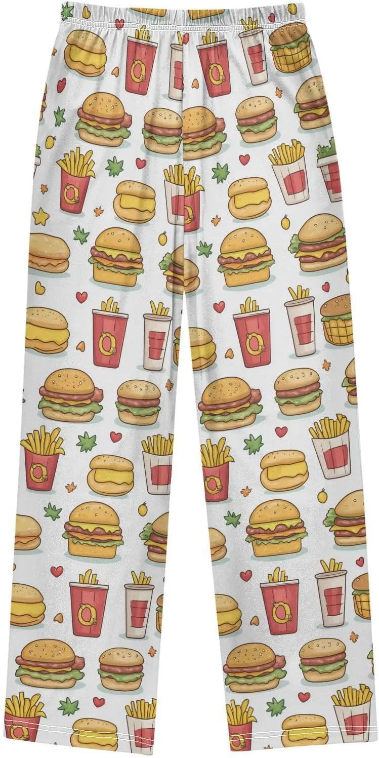 Pajama Bottoms, Pajamas Long Pant Fast Foods Lounge Wear Casual Sleep Pants Soft Pjs Sleepwear