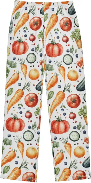 Pajama Bottoms, Pajamas Long Pant Watercolor Vegetables Lounge Wear Casual Sleep Pants Soft Pjs Sleepwear