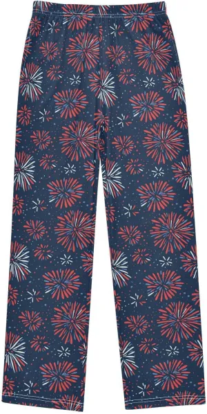 Pajama Bottoms, Red Blue Fireworks Pajamas Pant Sleep Long Pants Lounge Wear Sleepwear Pjs