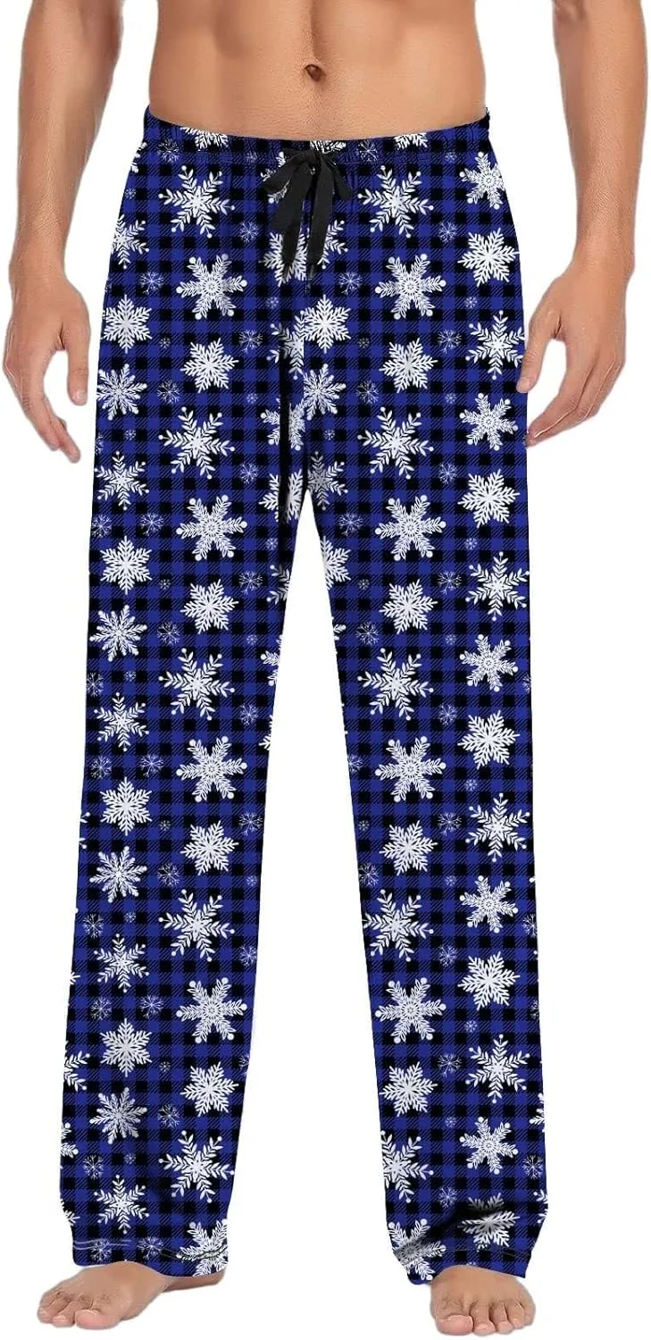 Pajama Pants for Men Mens Christmas Pajama Pants with Drawstring and Pockets Cotton Blend Flannel Plaid Lounge Pants