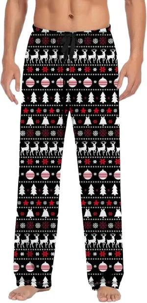 Pajama Pants for Men Men's Spring Summer Autumn and Winter Classic Fashion Leggings Plaid Waistband Sleep Pajama