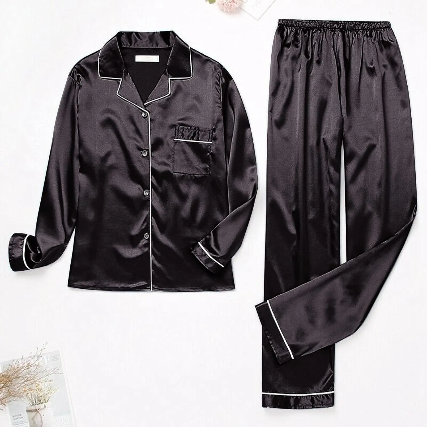 Pajama Sets for Women Pajamas for Women Set Long Sleeve Button Up Sleepwear Soft Lightweight Pajamas 2 Piece Lounge