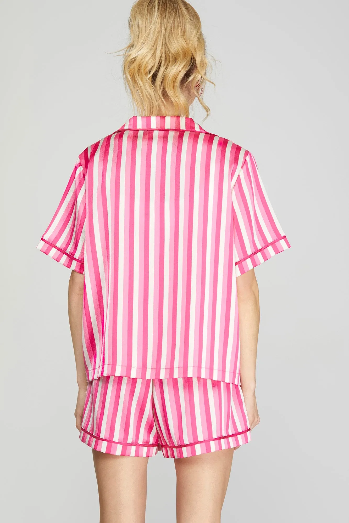 Pajama Short Set - Pink Stripe