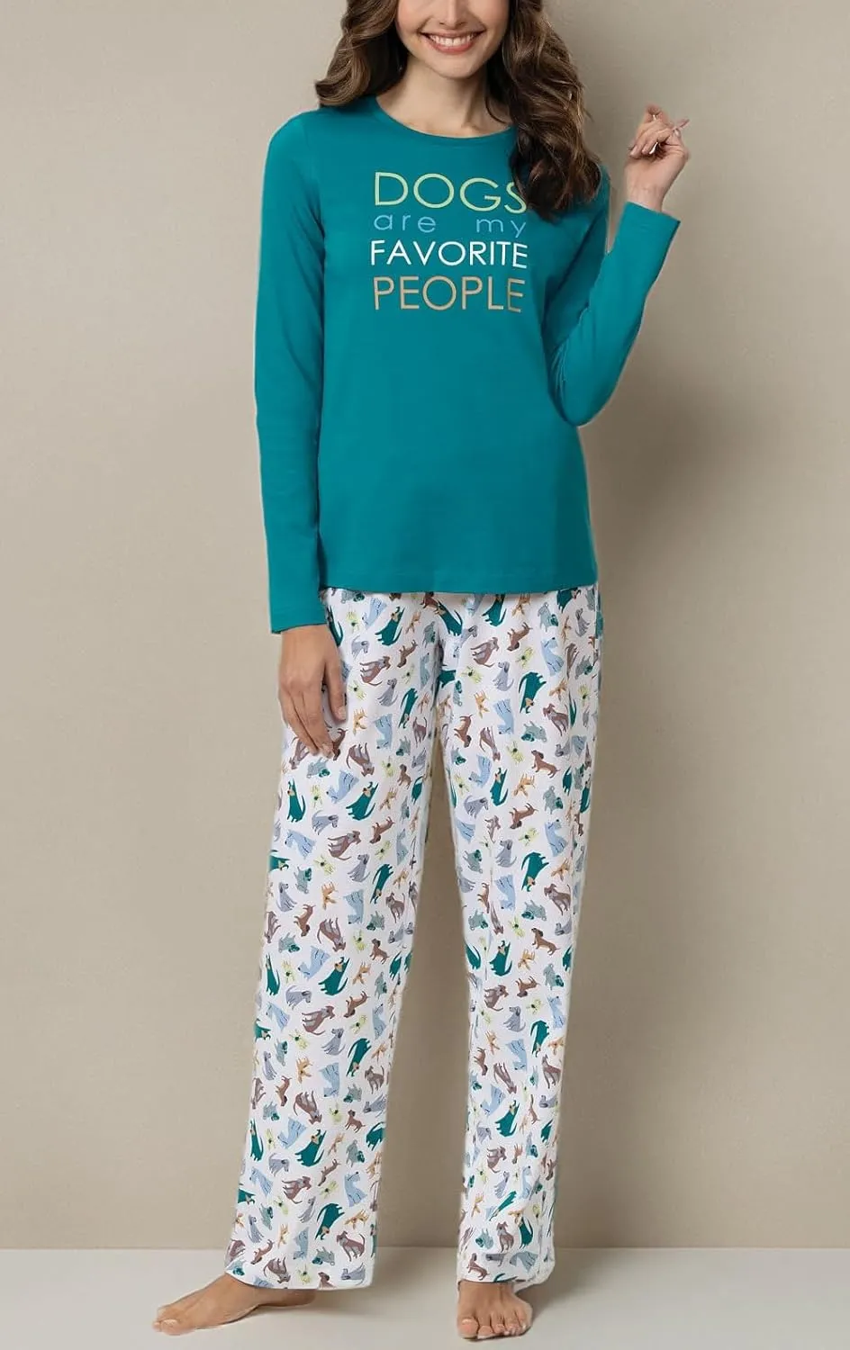PajamaGram Pajamas for Women - Women's Pajamas, Graphic Top, 100% Cotton