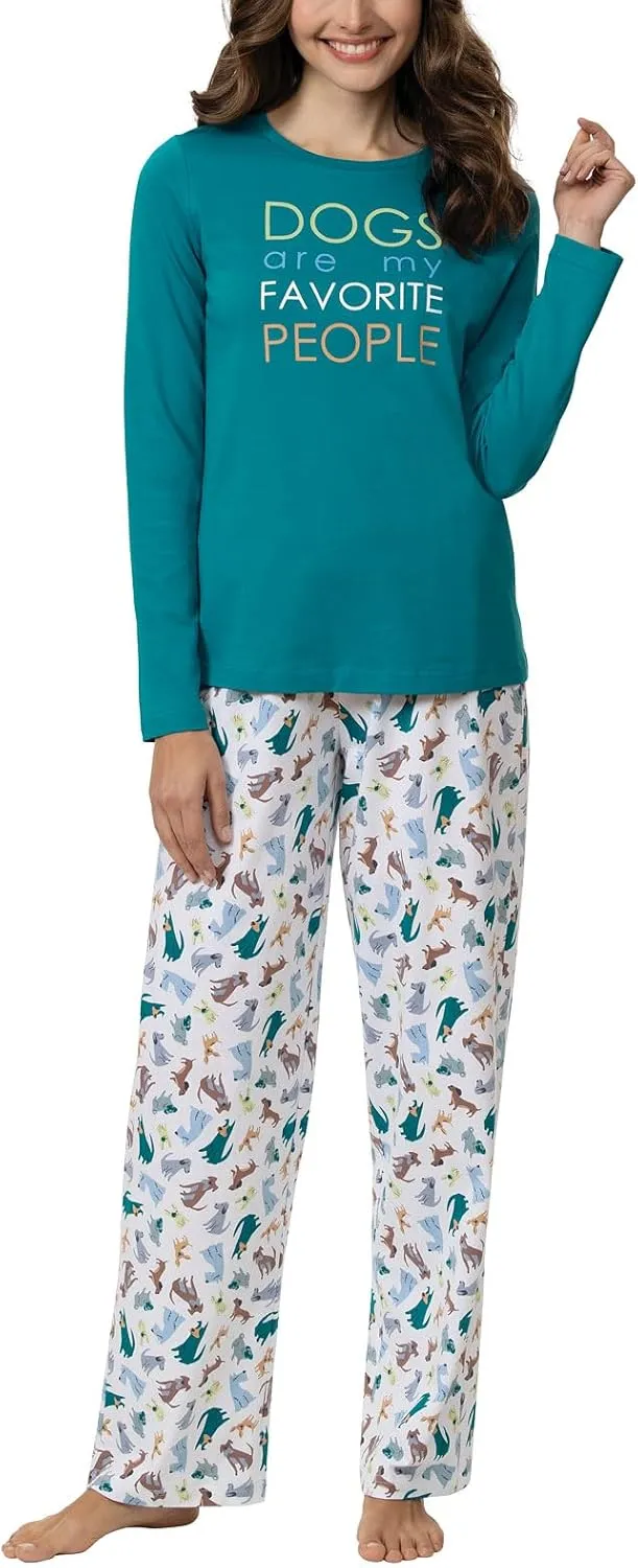 PajamaGram Pajamas for Women - Women's Pajamas, Graphic Top, 100% Cotton
