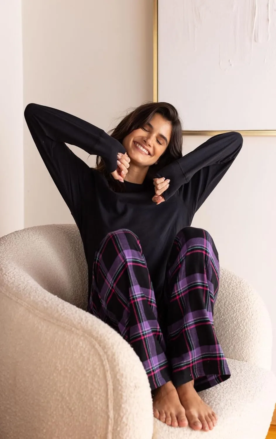 PajamaGram Winter Pajamas For Women - Plaid PJs Flannel Pants
