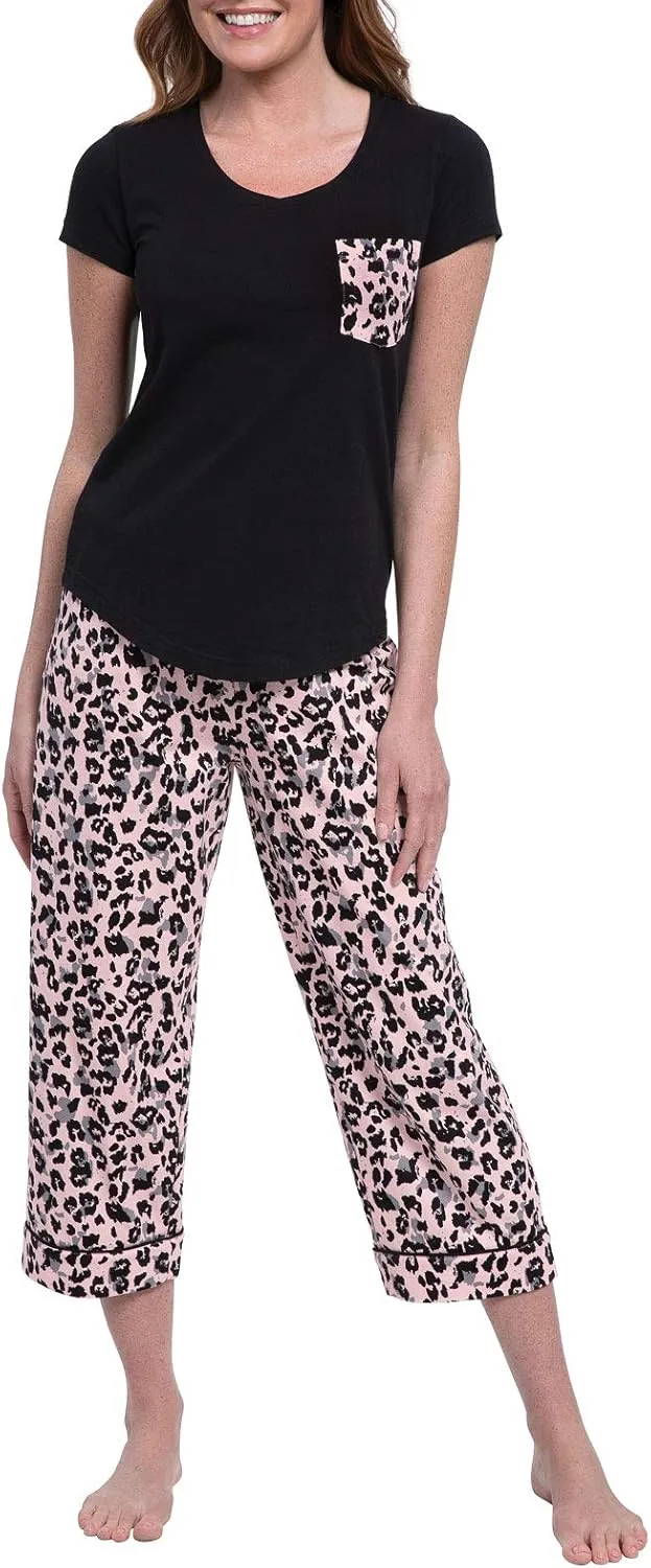 PajamaGram Womens PJs Sets - Ladies Pajamas Capris 100% Cotton