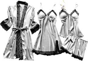 Pajamas for Women Set Sexy Lace Trim Short Pj Set Satin Pajamas Loungewear Outfits Set Sleepwear Summer 2025