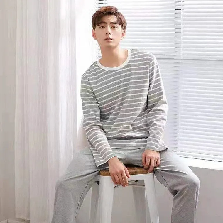 Pajamas Men Long Sleeve High-Quality Men Pajamas Casual