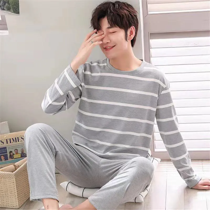 Pajamas Men Long Sleeve High-Quality Men Pajamas Casual