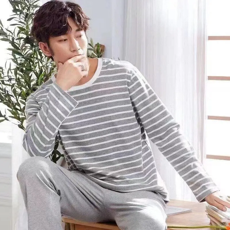 Pajamas Men Long Sleeve High-Quality Men Pajamas Casual