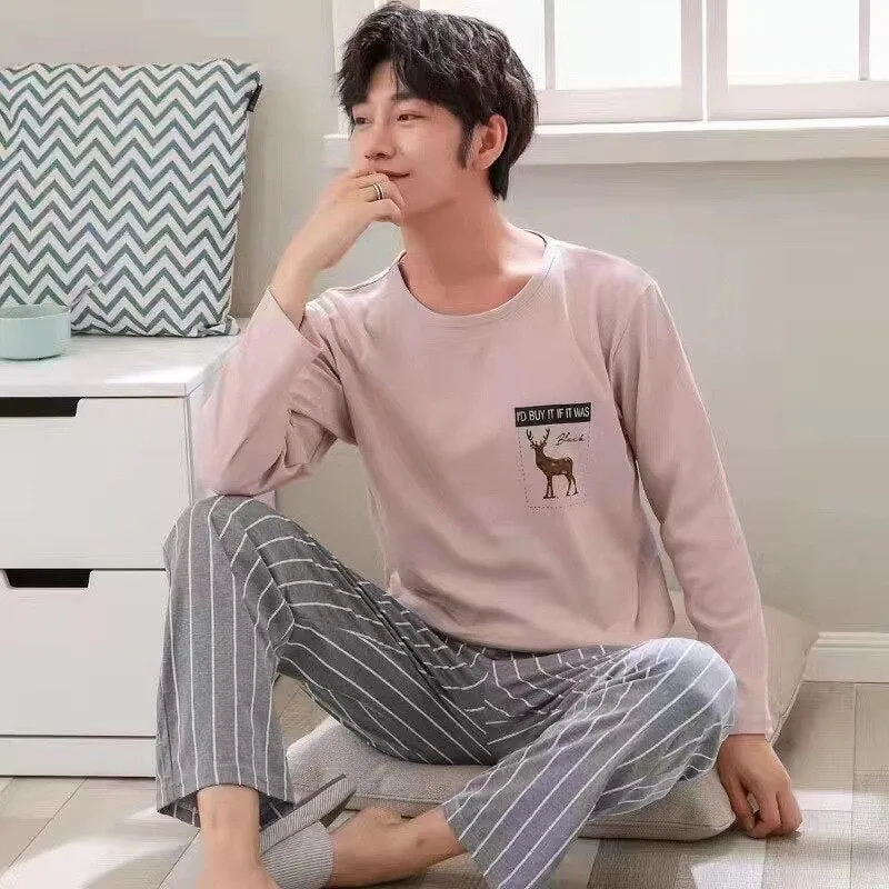 Pajamas Men Long Sleeve High-Quality Men Pajamas Casual