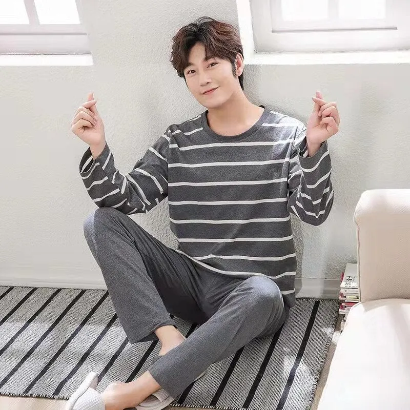 Pajamas Men Long Sleeve High-Quality Men Pajamas Casual