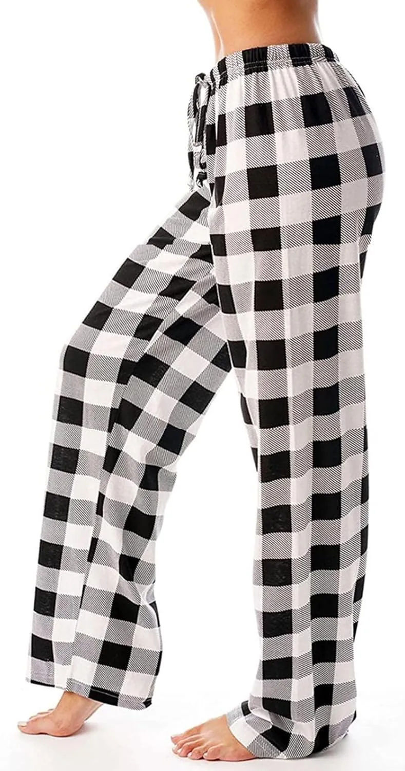 Pajamas Pants for Women 2024 Lounge Cute Buffalo Plaid Pajama Pants Soft Comfy Pj Pants Wide Leg Trousers Pjs