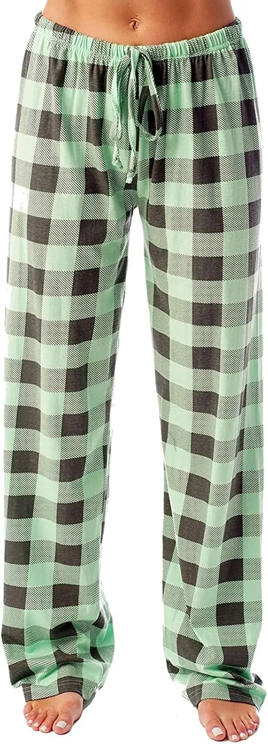 Pajamas Pants for Women 2024 Plaid Pants Soft Comfy Stretchy Drawstring Christmas Sleep Botton Pants