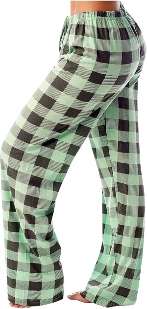 Pajamas Pants for Women 2024 Plaid Pants Soft Comfy Stretchy Drawstring Christmas Sleep Botton Pants
