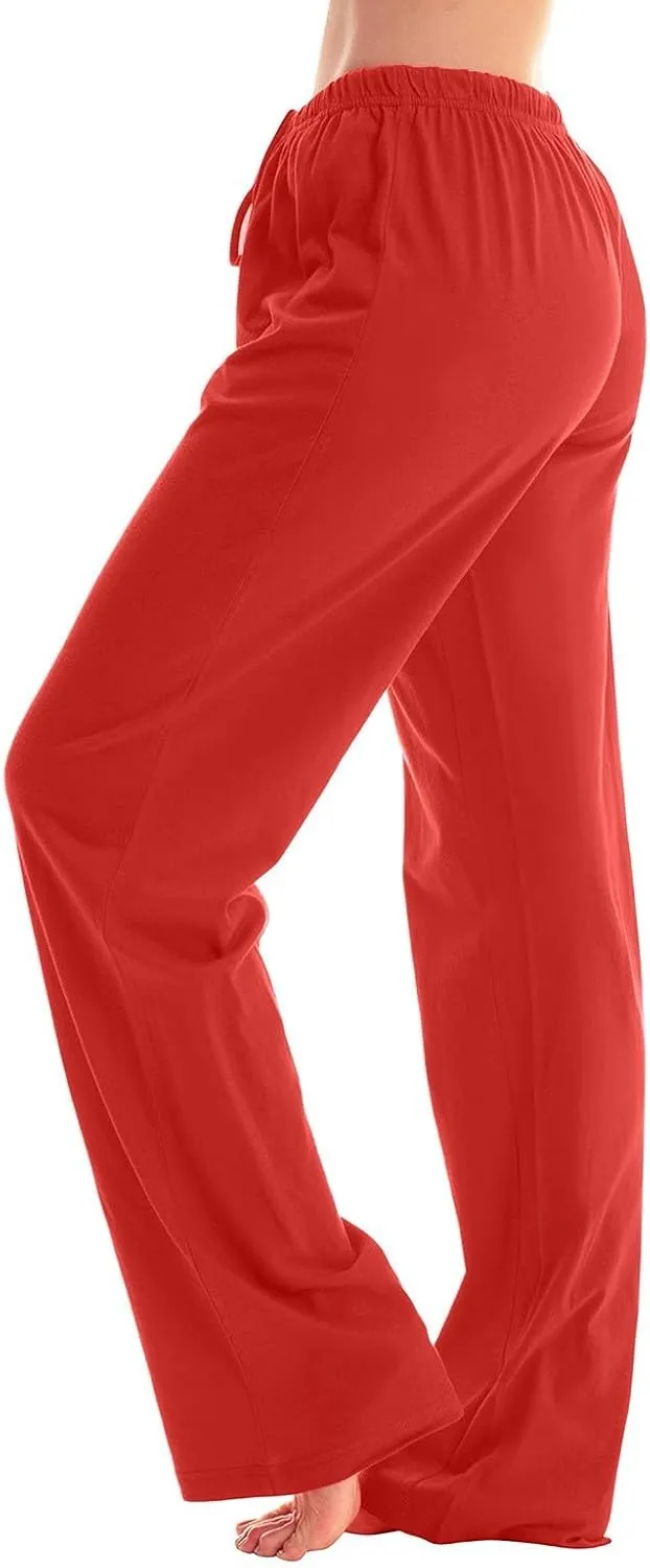 Pajamas Pants for Women Casual Comfy Loose Plaid Pants Wide Leg Cute Sleep Christmas Pajama Pants with Pockets