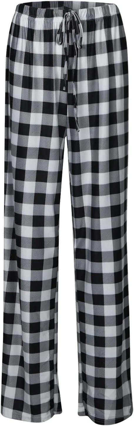 Pajamas Pants for Women Women's Buffalo Plaid Print Fuzzy Pajama Pants Casual Trendy Loungewear Sleep Pants