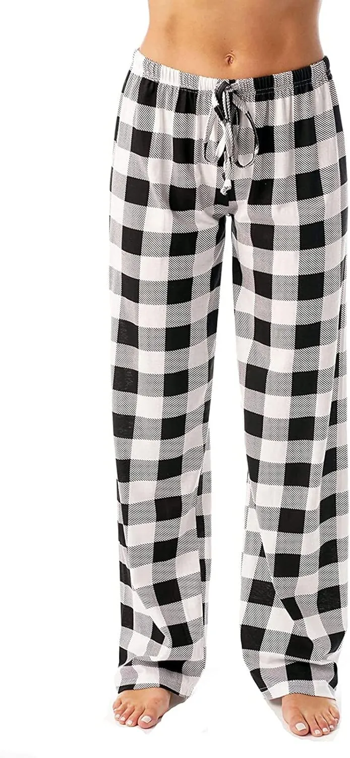 Pajamas Pants for Women Women's Buffalo Plaid Print Fuzzy Pajama Pants Casual Trendy Loungewear Sleep Pants
