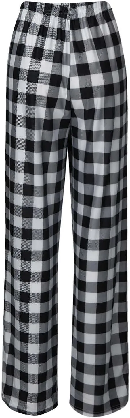 Pajamas Pants for Women Women's Buffalo Plaid Print Fuzzy Pajama Pants Casual Trendy Loungewear Sleep Pants