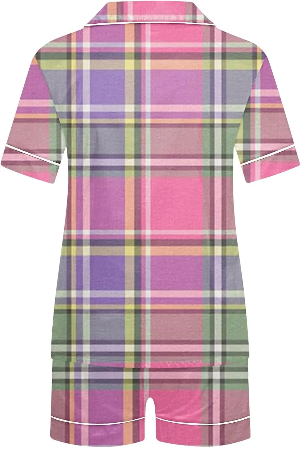 Pajamas Set for Women Summer Casual Loose Short Sleeve Printed V-Neck Tops and Short Lounge Pant Two Piece Pjs