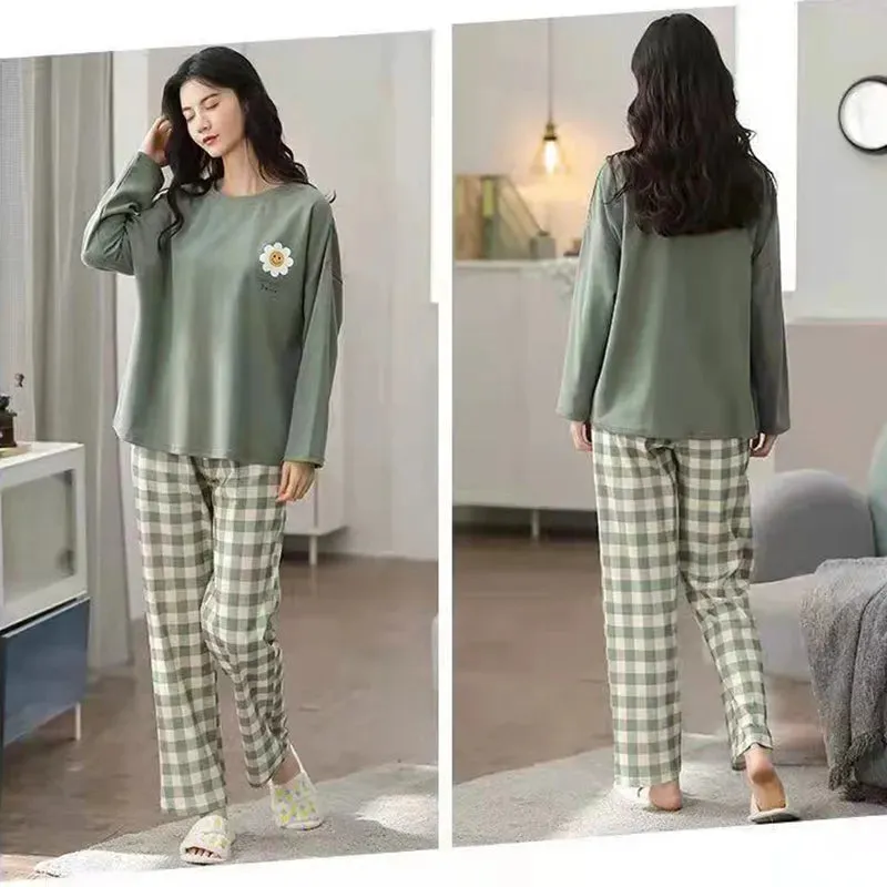 Pajamas Set Women Cute Cartoon Print Sleepwear 2 Piece Lounge Sets