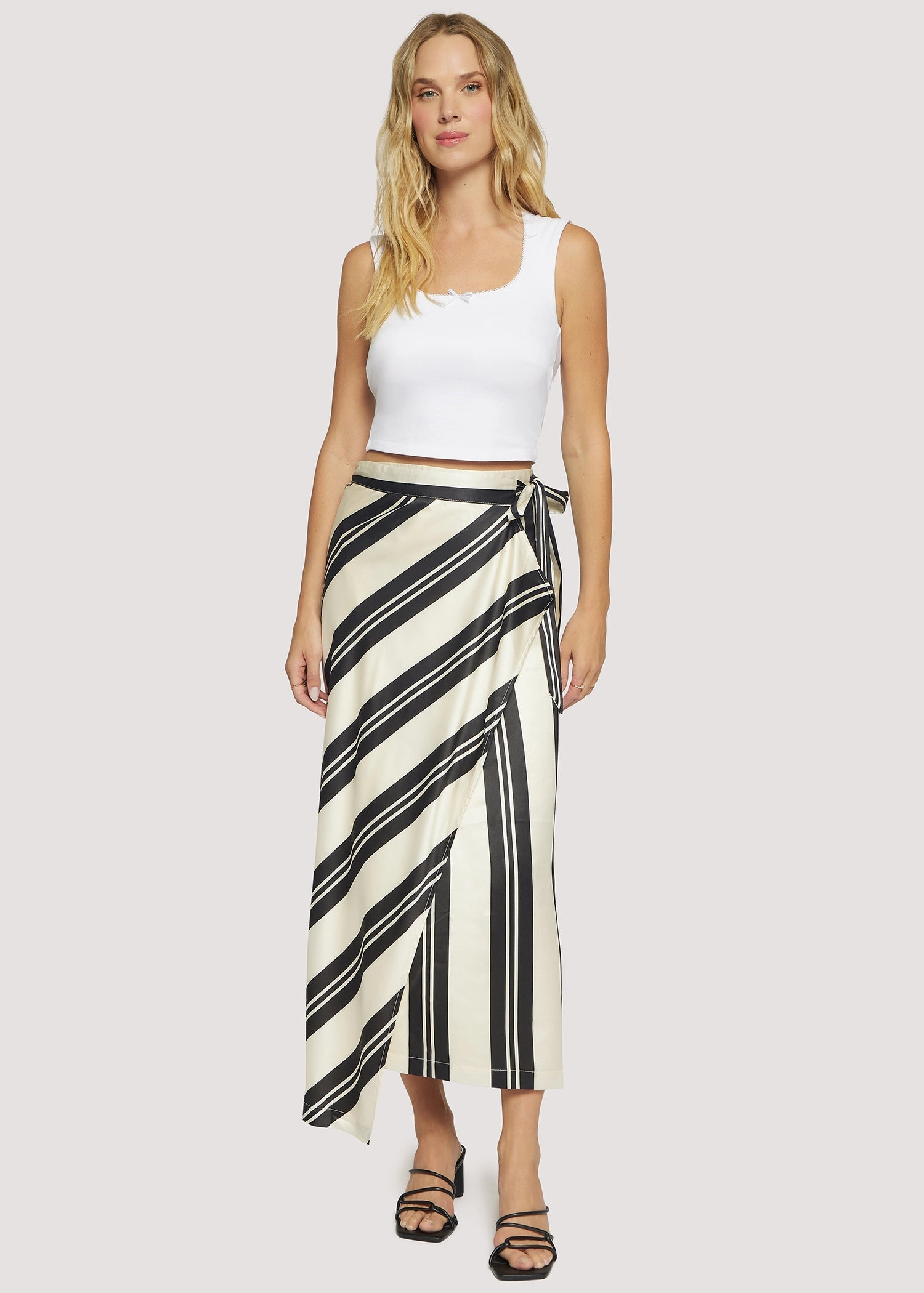 Palermo Maxi Skirt in Cream/Black Cotton Rich City Ready