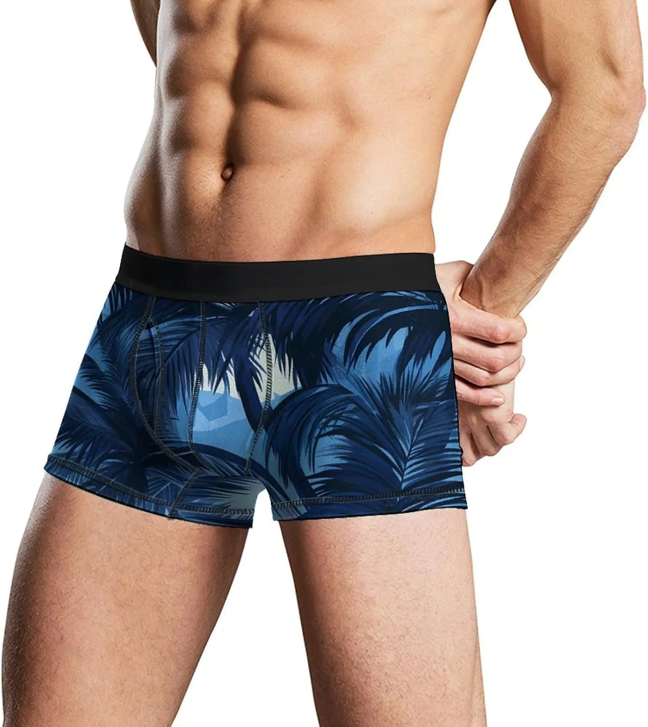 Palm Shadow Mens Boxer Brief Funny Underwear Trunks Breathable Soft Printed Shorts