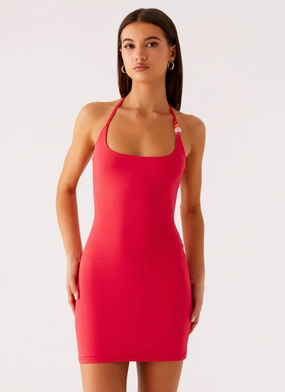 Palm Beach Mini Dress - Pink Perfect Comfort Wear Art Inspired