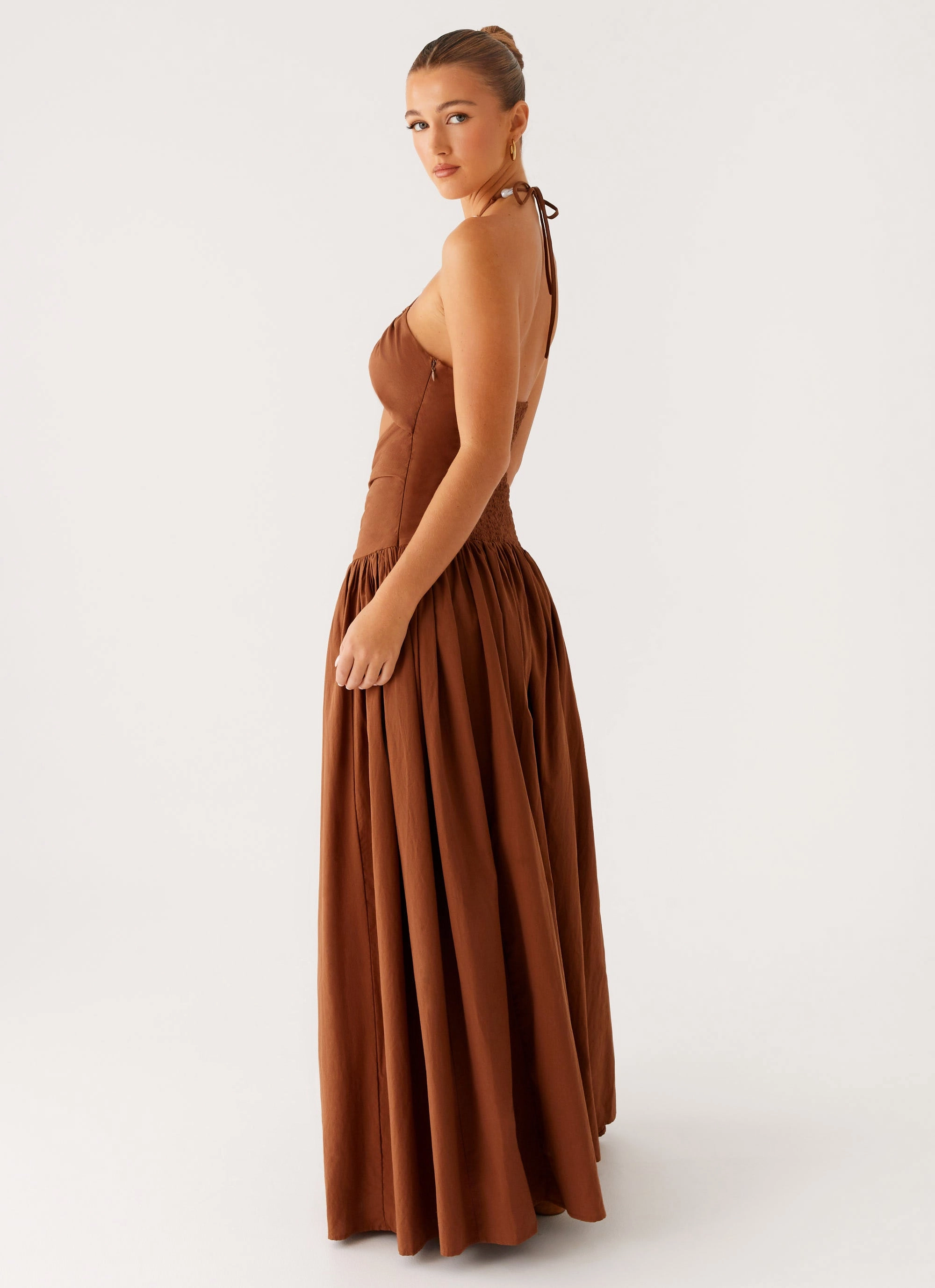 Paltrow Maxi Dress - Chocolate Soft and Light Garden Scene