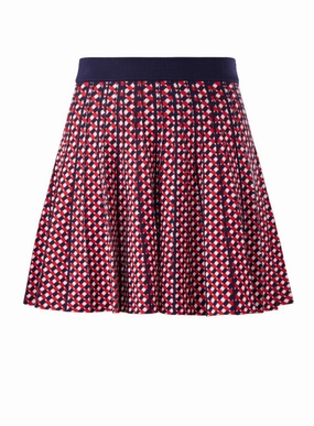Modern Details Department Store Style Pamela Jacquard Waist Pleated Tennis Skirt in Dark Multi